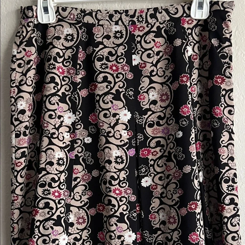 ALFANI Floral Black and Pink Women's Silk Skirt in Size 8P